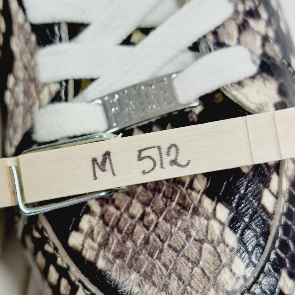 NEW PAIGE Annie Snake Embossed Mid Top In Black/ White Multi Sneakers M512 - Picture 12 of 12